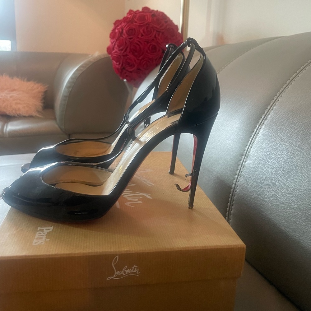 Christian Louboutin Senora Patent Peep with ankle strap -39
